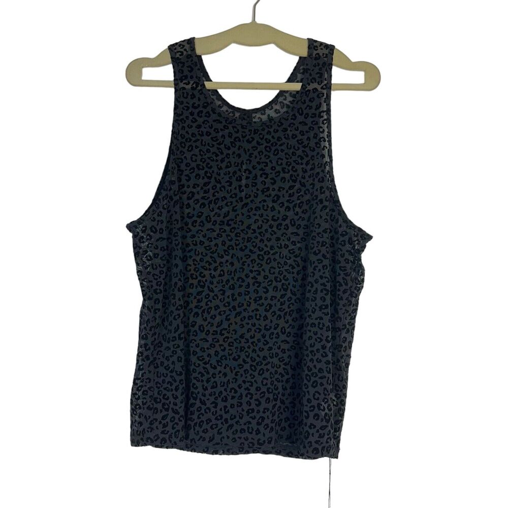 ZYIA Active Athleisure Semi Sheer Tank Top Black Leopard Women's Size XL NWT